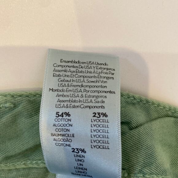 Mother The Shaker Chop Crop Hedge Green Pants Cotton Linen EUC Sz 27 - Picture 8 of 16